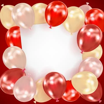 Dark red background with realistic balloons Illustrazione stock