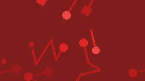 Dark red background with scattered lighter red nodes connected by curving lin イラスト素材