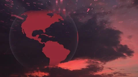 Dark red binary data earth planet cyberspace Stock Footage 322132125