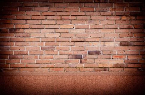Dark red brick wall abstract with black vignette Stock Photos