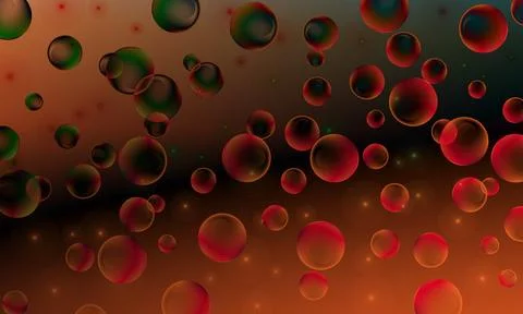 Dark red bubbles deep orange background. geometric circles. Stock Illustration