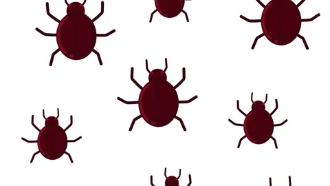 Dark red bugs crawling motion graphics, seamless animation on white backgroun Stock Footage 333720905