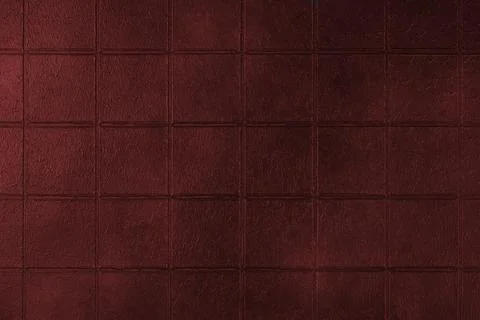 Dark red ceramic tile texture, background with square geometric pattern, gr.. Stock Photos