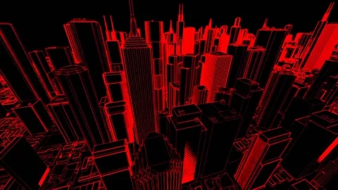 Dark Red City Animation 스톡 동영상 234824931