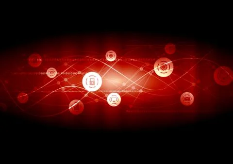 Dark red communication network wavy background Stock Illustration