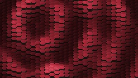 Dark Red Cyber Hexagon Grid Pulsing Waves Background Loop Stockbeeldmateriaal 344290643