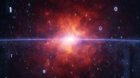 Dark red cyberspace space with binary numbers data motion Stock Footage 337248812