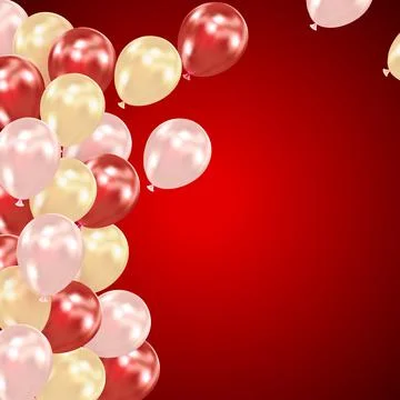 Dark red festive background with helium balloons Stock Illustration