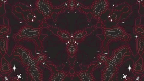 Dark Red Floral Pattern with Sparkling Stars. Stock Footage 330349510