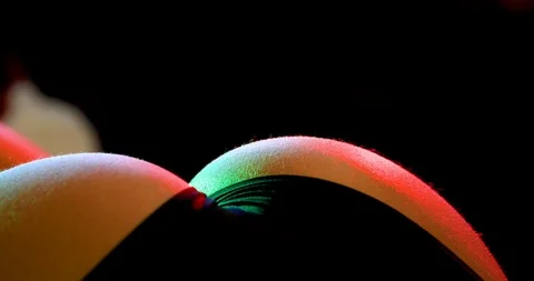 Dark Red Gargoyle Gecko Jumping Onto A Girl's Butt With Red And Green Lights Stock Footage 107390134