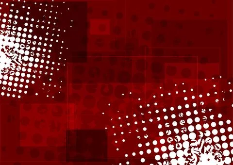 Dark red geometric background with white halftones Stock Illustration