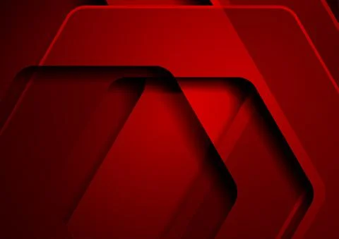 Dark red geometric tech background with hexagons Stock Illustration