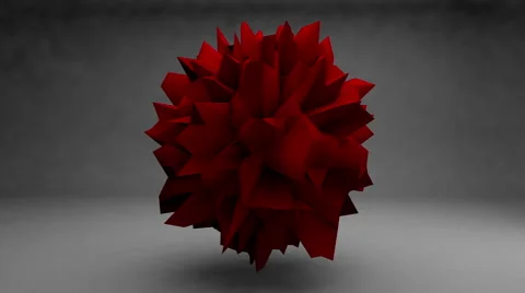 Dark red geometry sphere revolving over blurred gray background. Seamless loop Video stock 55288997