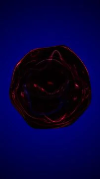 Dark red glossy liquid blob on deep blue background, abstract 3D organic sh.. Stock Illustration