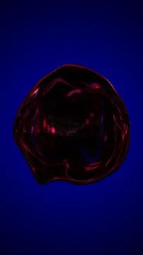 Dark red glossy liquid blob on deep blue background, abstract 3D organic sh.. Stock Illustration