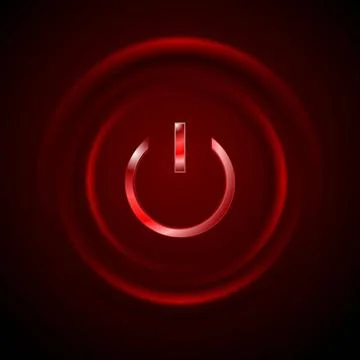 Dark red glowing power button web design Dark red glowing power button web... Stock Photos