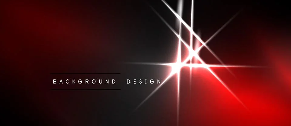 Dark red gradient background. Bright white light streaks radiate from central Stock Illustration