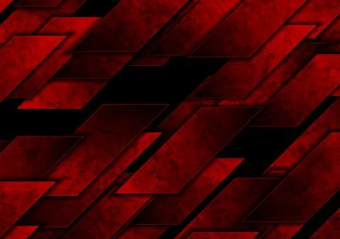 Dark red grunge tech geometric abstract background Stock Illustration
