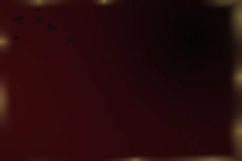 Dark red halloween background with blurry golden frame and flying bats for .. Stock Illustration