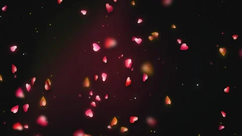 Dark Red Hearts Floating Romantic Bokeh Backdrop Loop Stock Footage 345501156