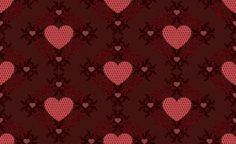 Dark red hearts pattern 스톡 일러스트