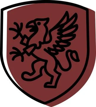Dark red heraldic shield with griffin Stock Illustration