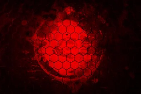 Dark red hexagon background and real texture Stock Illustration
