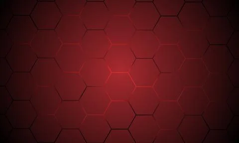 Dark red hexagonal technology vector abstract background. Stock Illustration