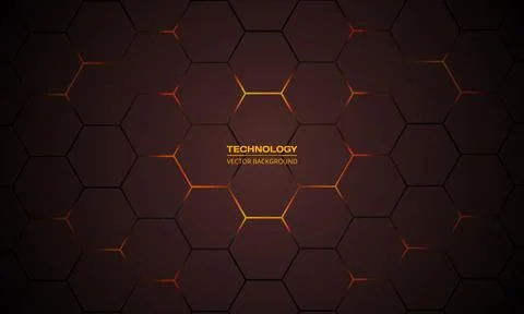 Dark red hexagonal technology vector abstract background. Illustrazione stock