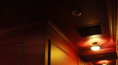 Dark, red hotel ceiling Stock Footage 25395901