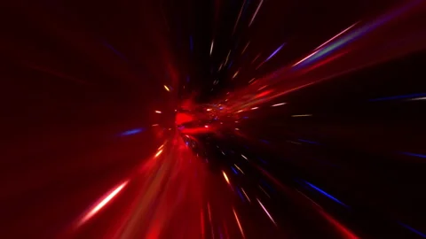 Dark red  hyperspace warp tunnel through time and space animation. Video stock 161968176