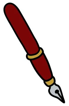 The dark red ink pen Stock Illustration