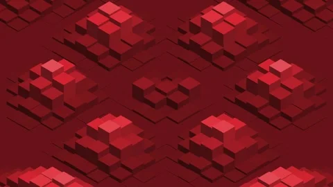 Dark Red Isometric Cubes Abstract Background Loop Stock-Footage 344841060