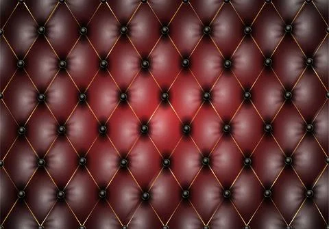 Dark red leather capitone background texture. Red glossy fabric texture イラスト素材