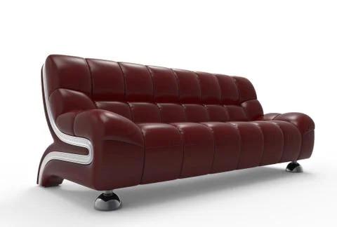 Dark Red Leather Sofa Stock Illustration