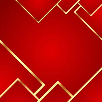 Dark red luxurious background square shape with golden line for social media Stock Illustration