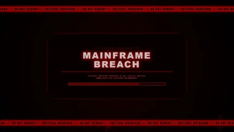 Dark Red Mainframe Breach Scanline Glitch Critical Overload Intro Animation. Stock Footage 347705250