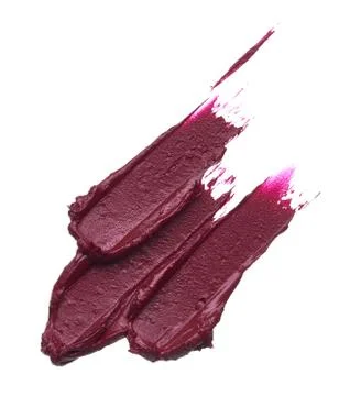 Dark red makeup smear of matte lip gloss Stock Photos