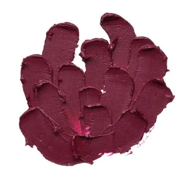 Dark red makeup smear of matte lip gloss Stock Photos