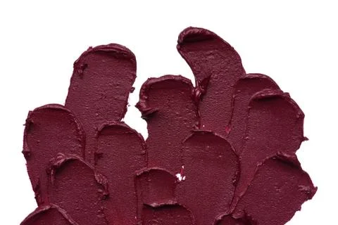 Dark red makeup smear of matte lip gloss Stock Photos