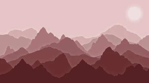 Dark Red Mountain Outline Abstract Image Background Stock Illustration