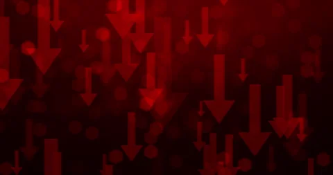 Dark, red or arrow for inflation, risk and recession in price cost, market crash Stock Footage 280157147