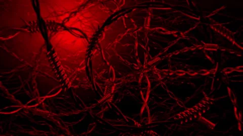 Dark Red Organic Neural Web Metallic Sci-Fi Network 4K Seamless Loop Video stock 339873372