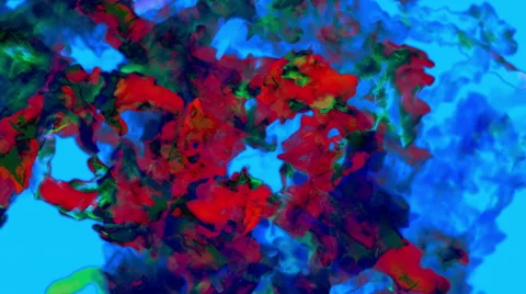 Dark red particles on blue, 3D animation, looping Stock Footage 64999793