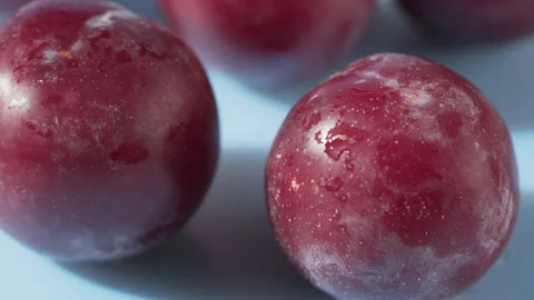 Dark red plums with drops of water Video stock 133047903