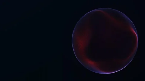 Dark red quantum orb glows on a black field with open copy space, built as .. Stock Footage 337155466