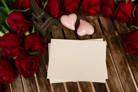 Dark red roses on table Stock Photos