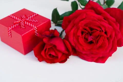 Dark red roses on table Stock Photos