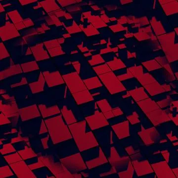Dark red seamless abstraction with moving square elements, cold light.  Stock Illustration