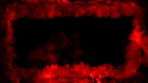 Dark red smoke or clouds square content frame, isolated - abstract 3D rendering Illustrazione stock